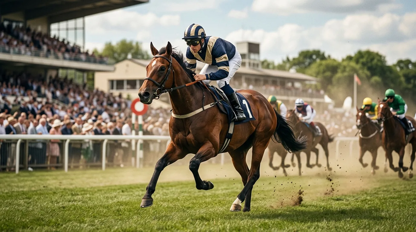 Lexique turf illustré par un jockey en pleine action lors d'une course hippique